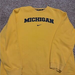 VTG Nike Michigan Wolverines Crewneck Sweatshirt Yellow Center Check Swoosh XXL